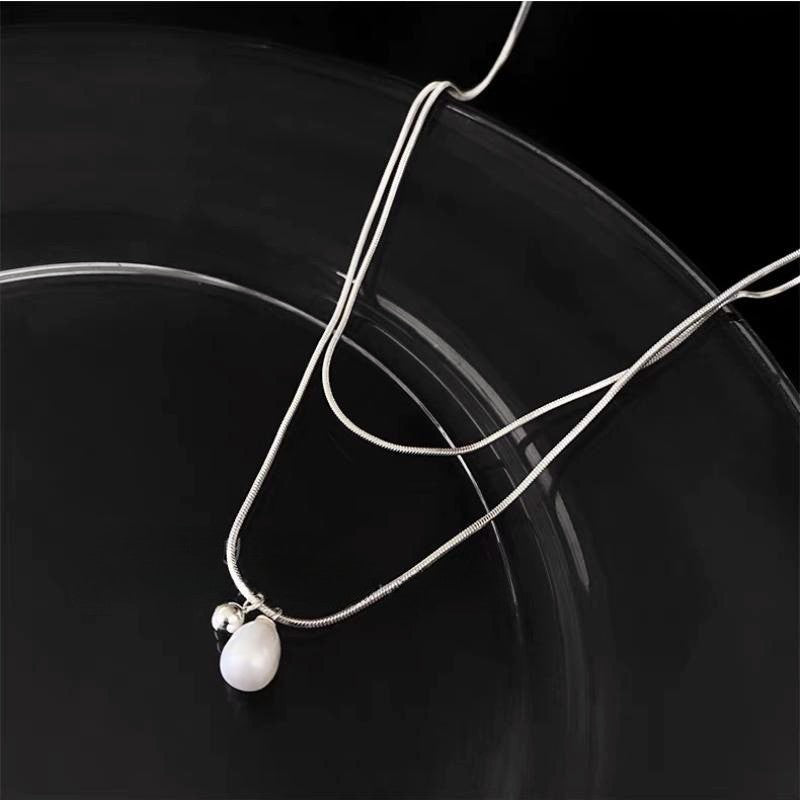 vakkv  Double-Layer Twin Pearl Necklace for Women  New Special Interest Light Luxury High-Grade Clavicle Chain Simple Graceful Necklace