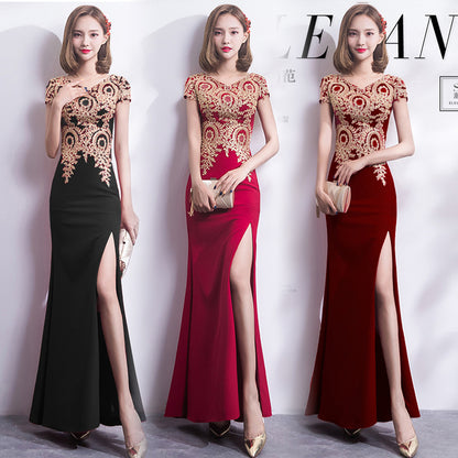 VAKKV Banquet Evening Dress  New Noble Atmosphere Queen Host Long Slim Temperament Party Dress for Women