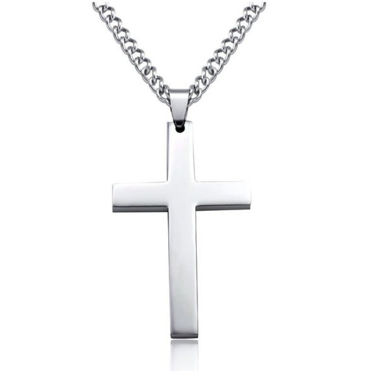 vakkv Men's and Women's Metal Simplicity Cross Necklace Pendant Foreign Trade Ornament Cross-Border E-Commerce  Hot Selling Product Chain All-Matching