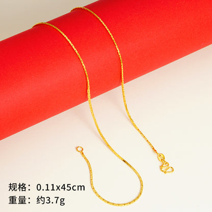 vakkv  Alluvial Gold Necklace Ornament Women's No Color Fading High-Grade Niche Clavicle Chain Yiwu Copper Accessories Imitation Gold Chain