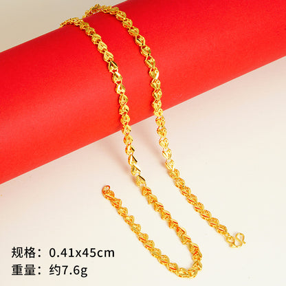 vakkv  Alluvial Gold Necklace Ornament Women's No Color Fading High-Grade Niche Clavicle Chain Yiwu Copper Accessories Imitation Gold Chain