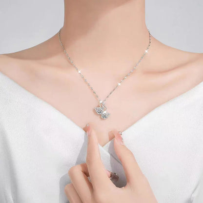 Tik Tok Live Stream Pt950 White Gold Color Double Swan Necklace Light Luxury Minority Swan Pendant Female Clavicle Chain for Girlfriend