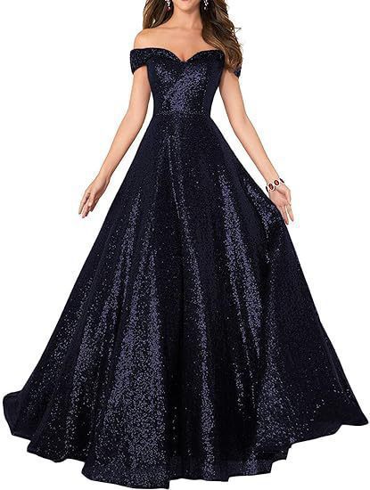 VAKKV  Foreign Trade Dress  off-the-Shoulder Prom Party Dress Women's Long Sequined Handmade Beaded Formal Women's Clothing