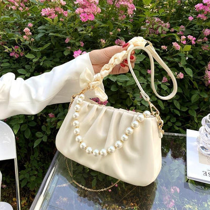 Pearl Pleated Cloud Underarm Bag Niche Bag Women's Fashion Trendy New Summer All-Match Shoulder Messenger Bag