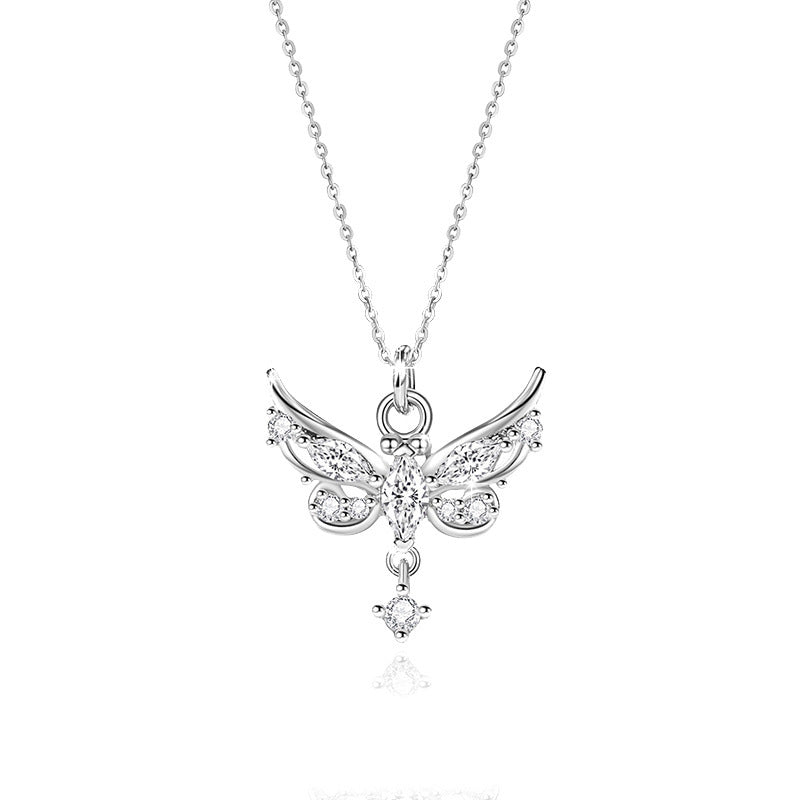 vakkv Butterfly Love Wing Necklace Ornament Women's Light Luxury Minority Exquisite Design High Sense Butterfly Tassel Clavicle Chain Neck Chain