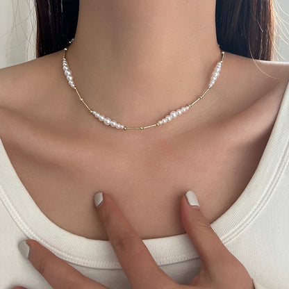 Ni Ni Same Style Pearl Necklace for Women Light Luxury Temperament High-Grade Clavicle Chain  New Popular Niche Necklace