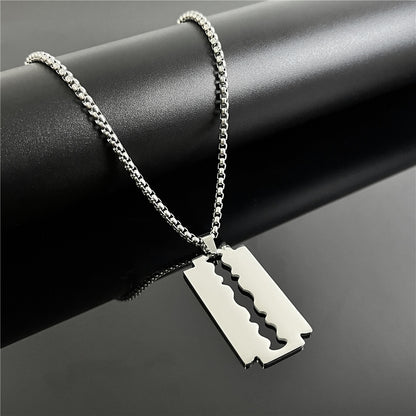 Cross-Border European Hip Hop Titanium Steel Necklace Men's Fashionable All-Match Pendant Retro Personal Accessories Women's Long Sweater Chain Pendant