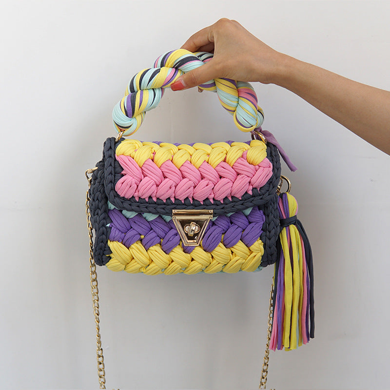 Xuan Ya Hand-Woven Women's Handbag Color Bag Women's Crossbody Chain Bag Cross-Border Handbag