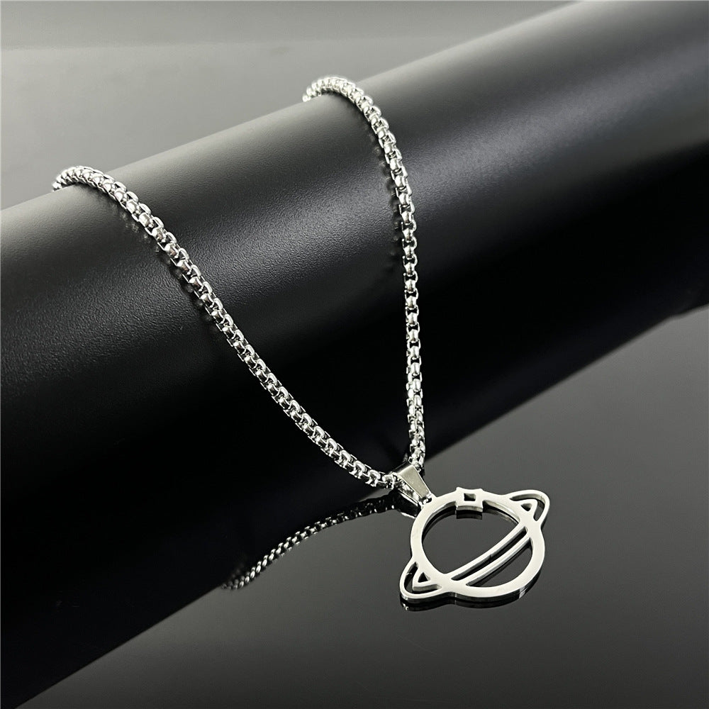 Cross-Border European Hip Hop Titanium Steel Necklace Men's Fashionable All-Match Pendant Retro Personal Accessories Women's Long Sweater Chain Pendant