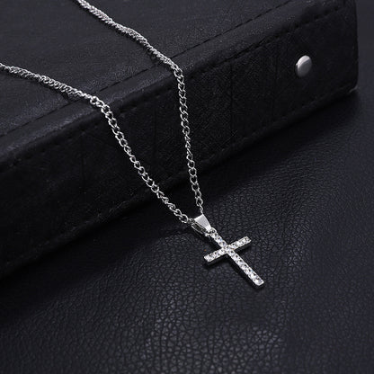 Cross Mirror HOTan and NEWn Cross Necklace Male and Female Personality Couple Accessories Clavicle Chain Punk Simple Fashion Accessories Manufacturer