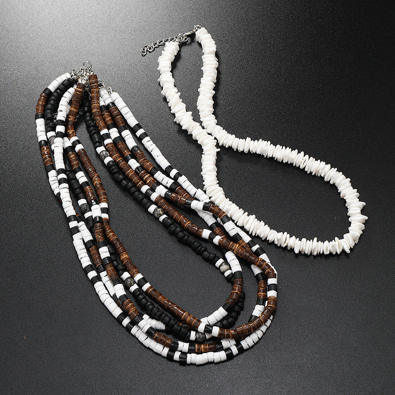 vakkv Cross-Border E-Commerce Trend Natural Coconut Shell Chain Necklace Ethnic Style Jewelry Men's Jewelry