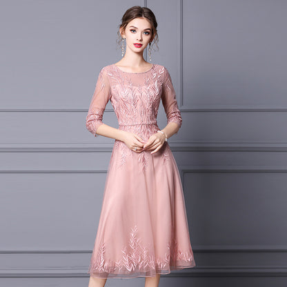 VSKKV Zhili High-End Spring Dress  New Heavy Industry Beads Embroidered Mid-Length Formal Occasion Formal Dress