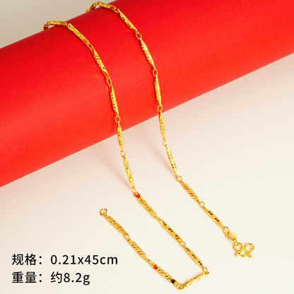 vakkv  Alluvial Gold Necklace Ornament Women's No Color Fading High-Grade Niche Clavicle Chain Yiwu Copper Accessories Imitation Gold Chain