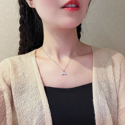 vakkv Japanese and Korean Fashion Mermaid Tail Necklace Women's All-Match Dongdaemun Exquisite Clavicle Chain Titanium Steel Necklace Trendy Accessories