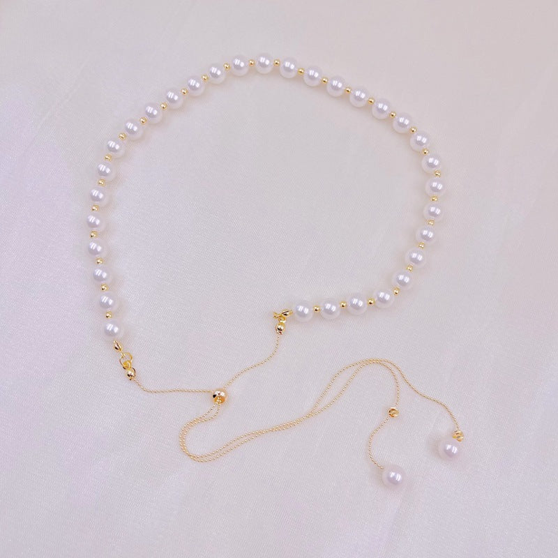 Pearl Necklace Summer Women's High-Grade Accessories  New Internet Influencer Long Adjustable Light Luxury Minority Clavicle Chain