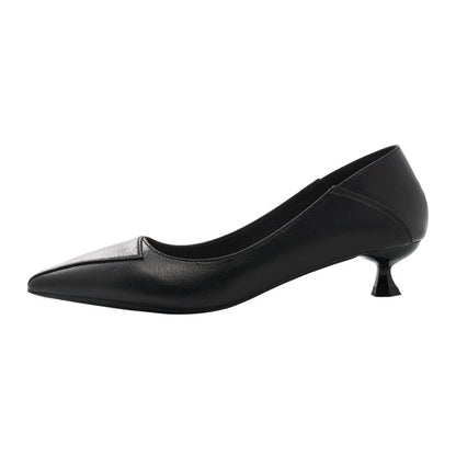 Soft Leather Small Size High Heels 313233 Black Professional plus Size 41-43 Nude Color 3cm5 Work Low Heel Shoes Female