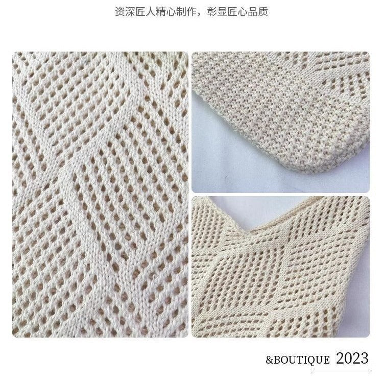 Cross-Border Knitted Bags Women's Retro Hand-Woven Wool Bag Simple Tote Bag Shoulder Bags