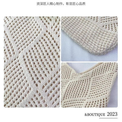 Cross-Border Knitted Bags Women's Retro Hand-Woven Wool Bag Simple Tote Bag Shoulder Bags