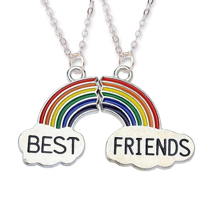 Cross-Border Hot Selling BFF Good Friend Necklace Magnet Suction Love Necklace Butterfly Rainbow Stitching 1 Set Besties Necklace