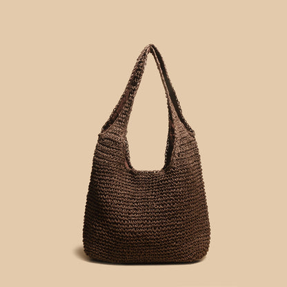 Vegetable Basket South Korea Straw Bag Ins Rattan Weave Bag New Hand-Woven Bag Straw Bag Women's One Shoulder Handbag