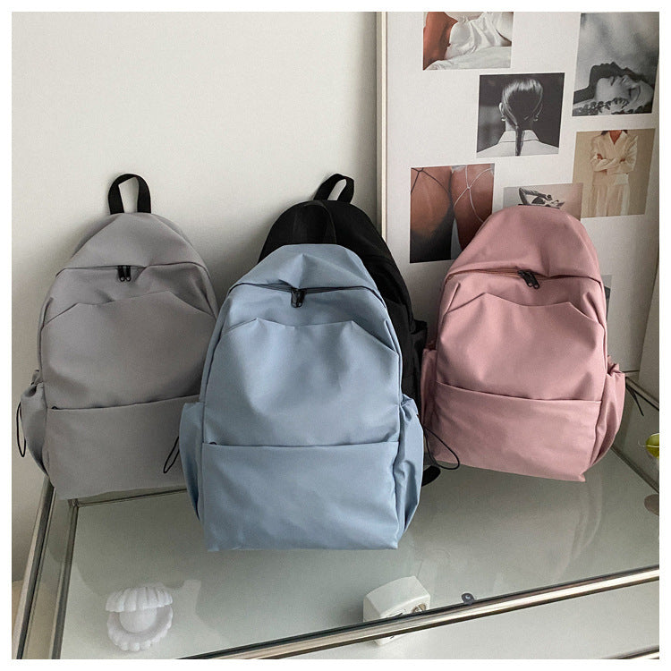 Mori Style Large Capacity Solid Color Backpack Men's Trendy Ins Korean Style All-Matching School Bag Female High School Student Campus Backpack