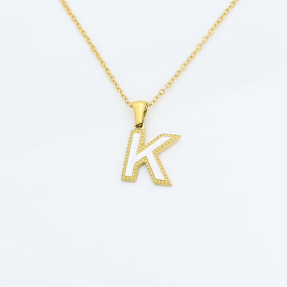 vakkv Style All-Matching Fashion 26 English Letter Necklace White Shell Color Shell Pendant Titanium Steel 18K Gold Plating Stainless Steel Jewelry