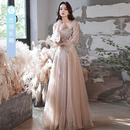 VAKKV  Girlfriends Bridesmaid Dress  New Spring Fairy Graceful Puff Sleeve Bridesmaid Dress the Wedding Party Evening Dress