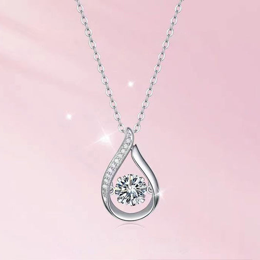 Sterling Silver 925 Smart Drop-Shaped Necklace for Women All-Match Light Luxury High-Grade Sense Moissanite Best-Seller on Douyin Cross-Border Sold Jewelry