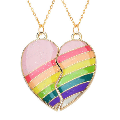 Cross-Border Hot Selling BFF Good Friend Necklace Magnet Suction Love Necklace Butterfly Rainbow Stitching 1 Set Besties Necklace