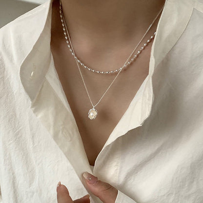 vakkv  Double-Layer Pearl Necklace Women's  New Special-Interest Design High-Grade Clavicle Chain Ins Mild Luxury Retro Sweater Chain