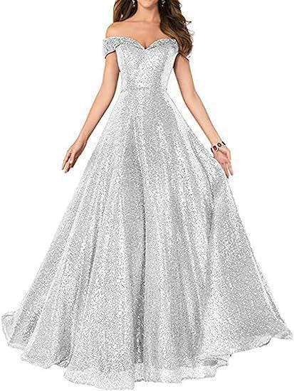 VAKKV  Foreign Trade Dress  off-the-Shoulder Prom Party Dress Women's Long Sequined Handmade Beaded Formal Women's Clothing