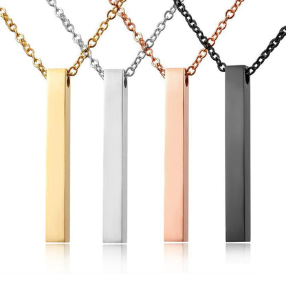 HOTan and NEWn Simple Cross-Border Supply Lettering Long Titanium Steel Necklace Trendy Women's Rectangular Geometric Stainless Steel Pendant Men