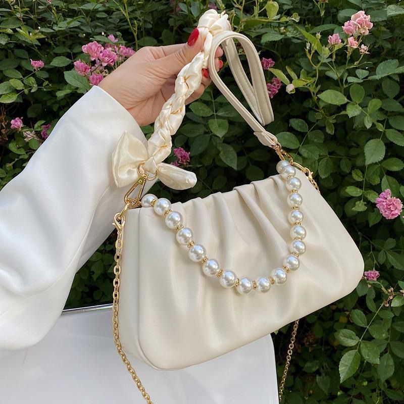 Pearl Pleated Cloud Underarm Bag Niche Bag Women's Fashion Trendy New Summer All-Match Shoulder Messenger Bag