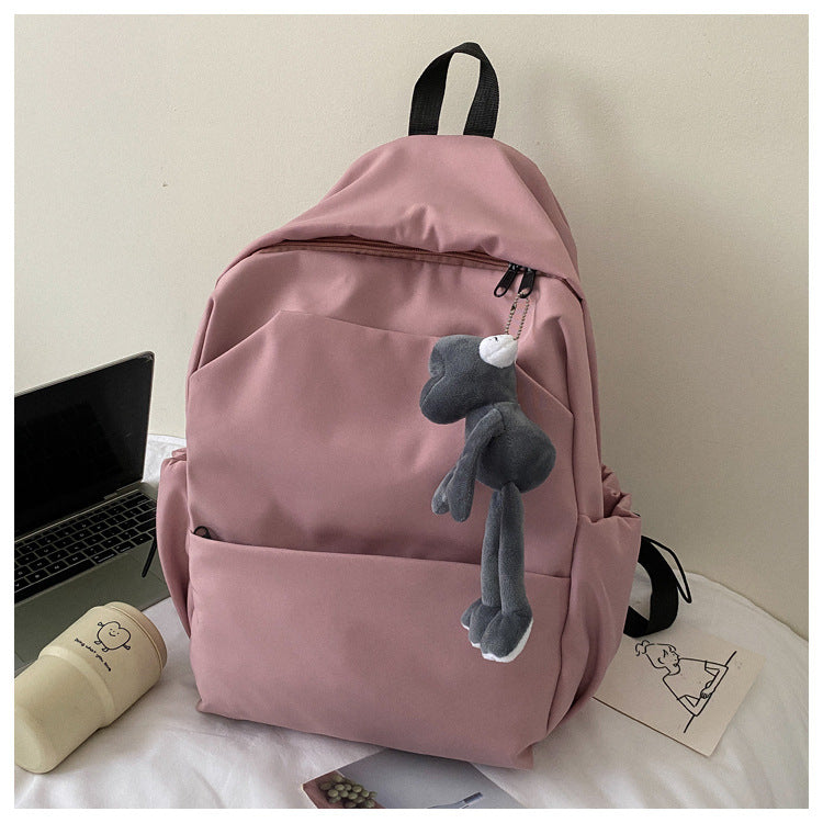 Mori Style Large Capacity Solid Color Backpack Men's Trendy Ins Korean Style All-Matching School Bag Female High School Student Campus Backpack