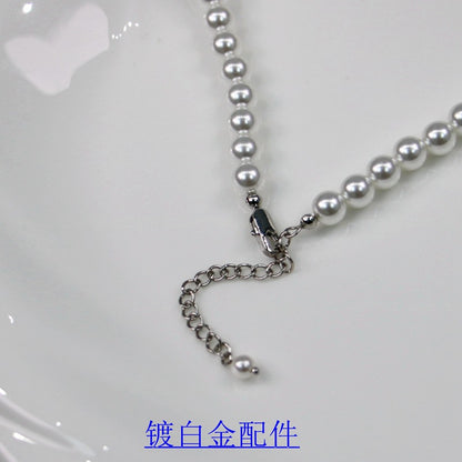 Small Sweet Potato Cold Australian White Cold White Pearl Necklace Perfect Circle Strong Light S925 Sterling Silver Ingot Buckle Sweater Chain