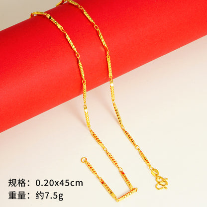 vakkv  Alluvial Gold Necklace Ornament Women's No Color Fading High-Grade Niche Clavicle Chain Yiwu Copper Accessories Imitation Gold Chain