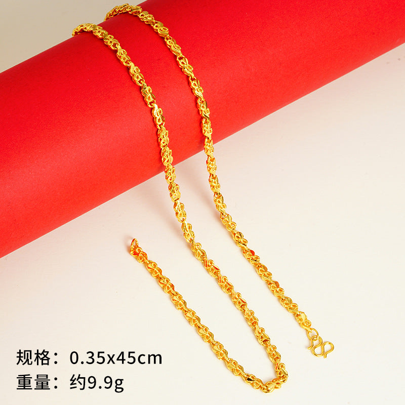 vakkv  Alluvial Gold Necklace Ornament Women's No Color Fading High-Grade Niche Clavicle Chain Yiwu Copper Accessories Imitation Gold Chain