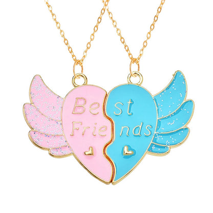 Cross-Border Hot Selling BFF Good Friend Necklace Magnet Suction Love Necklace Butterfly Rainbow Stitching 1 Set Besties Necklace