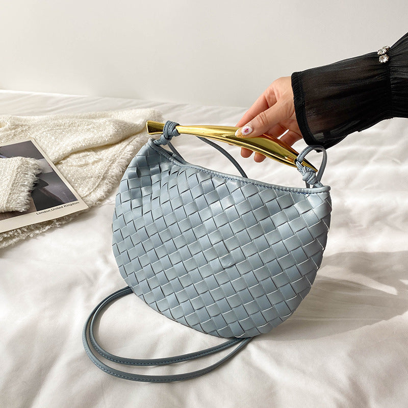 Foreign Trade Sardine Bag Metal Handle Bag Little Shark Women's Woven Bag Large Capacity Tote Dumpling Shoulder Bag