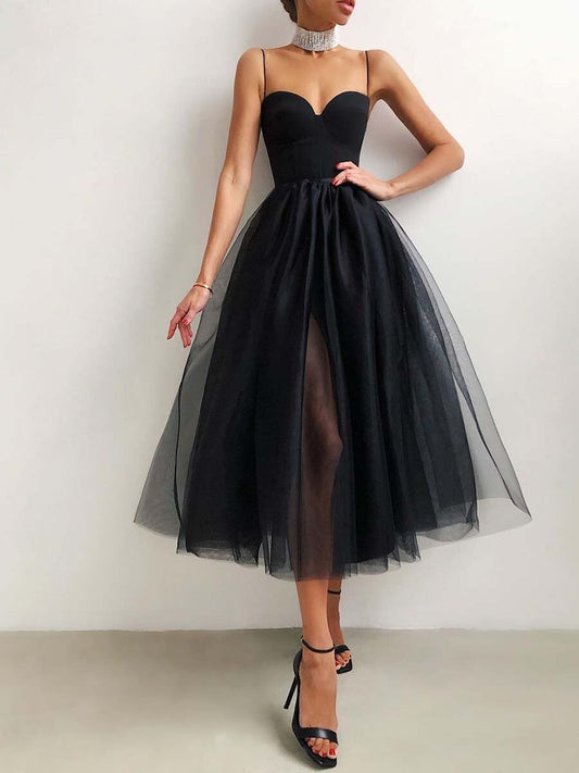 VSKKV 2021 Spring and Summer New European and American Foreign Trade Women's Clothing  Independent Station EBay Multicolor Straps Tulle Dress