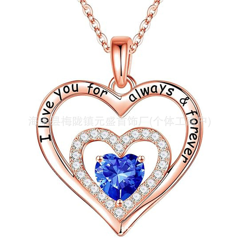 HOT and NEW Cross Border S925 Pure Heart of Eternity Pendant Heart Necklace for Women Birthday Anniversary Valentine's Day Gift