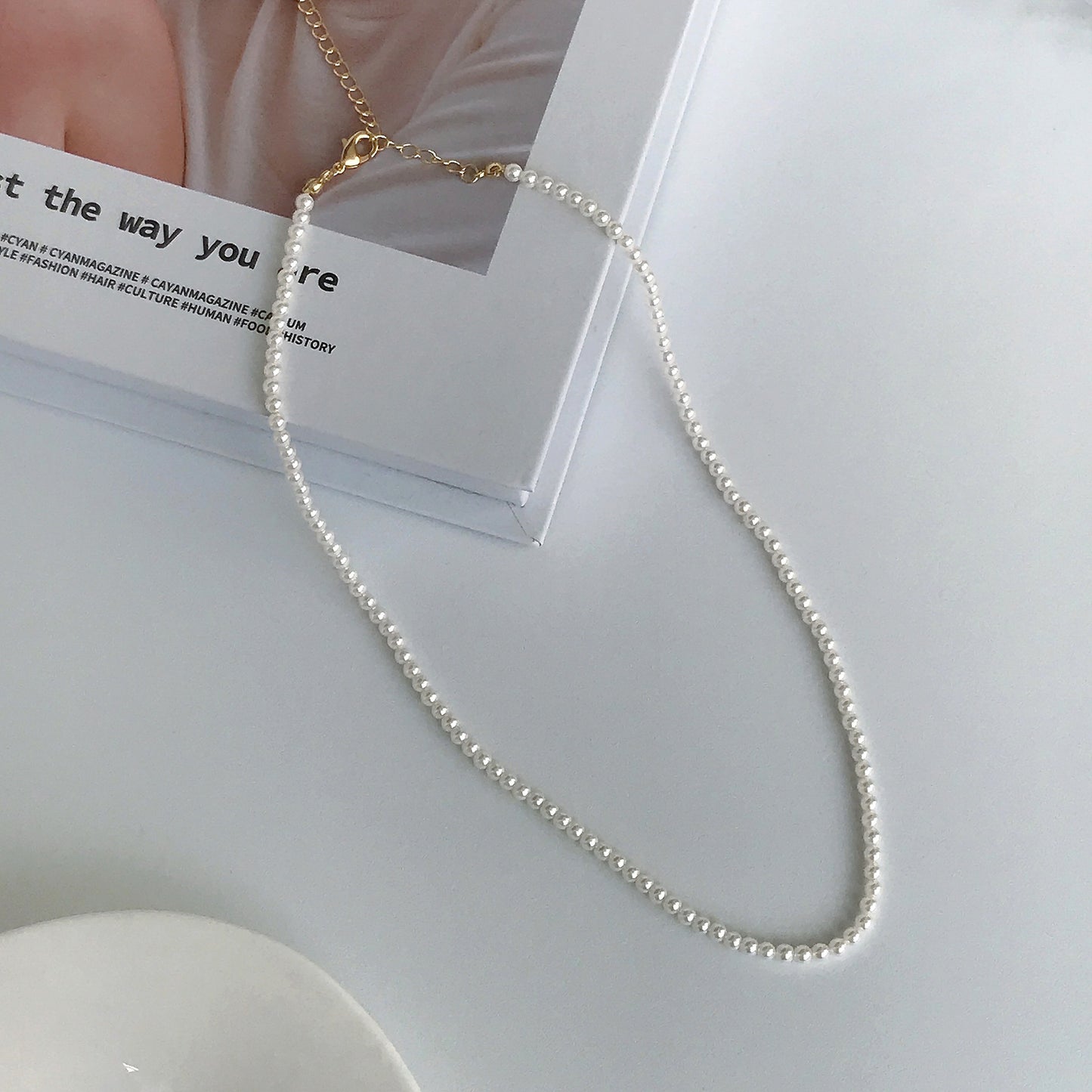 INS Blogger Procurement Service of Korean Products Fever Same Style High-Grade Female Summer Retro Shi Home Perfect Circle Pearl Shell Necklace Clavicle Chain