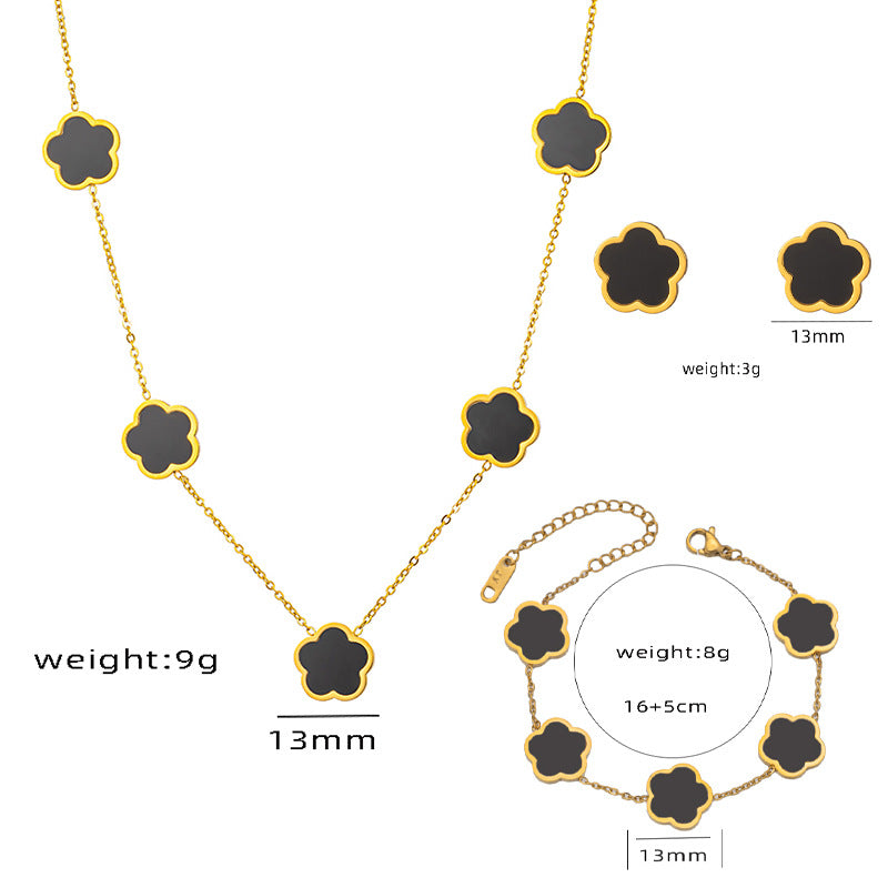 Parthenocissus Grass Flower Titanium Steel Necklace Female Niche Plum Pendant Clavicle Chain HOTan and NEWn Fashion Pork Belly Suit