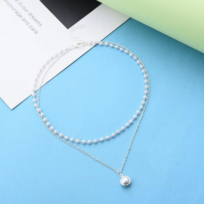 vakkv HOT, NEW, Japan and South Korea Retro Simple Fashion Necklace Special-Interest Design Double Layer Short Pearl Necklace Women's Necklace Gift