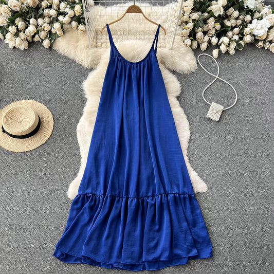 VAKKV Cute A line Sleeveless Royal Blue Summer Holiday Dress P246