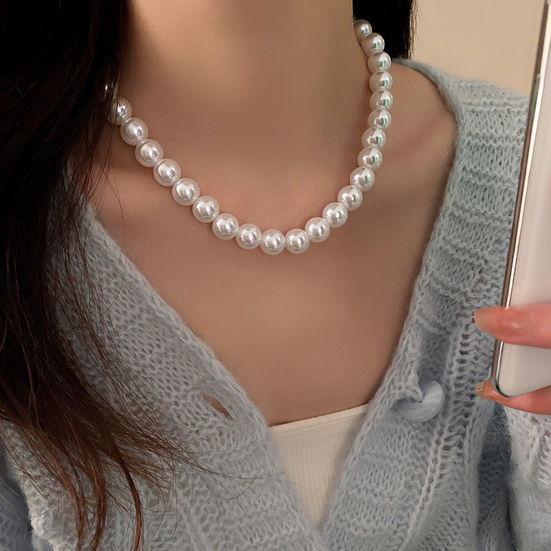 vakkv  Super Fairy Long Pearl Necklace Trendy Temperament Palace Style Special-Interest Design Clavicle Chain Exquisite Gentle Sweater Chain