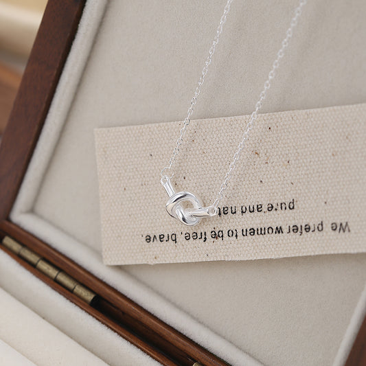 S925 Sterling Silver Simple Special-Interest Design South Korea Ins Knotted Winding Necklace Female Clavicle Korean Style Chain Snake Bone