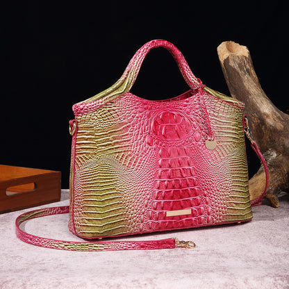 VAKKV New 2025 New  independent station portable messenger retro women's bag multi-color three-dimensional concave and convex crocodile pattern