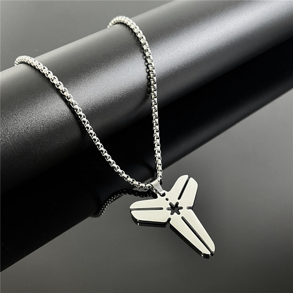 Cross-Border European Hip Hop Titanium Steel Necklace Men's Fashionable All-Match Pendant Retro Personal Accessories Women's Long Sweater Chain Pendant