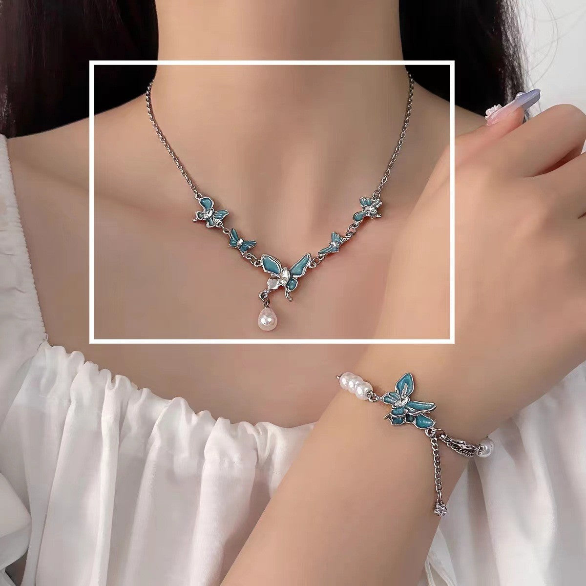 New Cold Style Butterfly Necklace Female Fashion Ins Style Personality All-Match Necklace Niche High-End Clavicle Chain Accessories